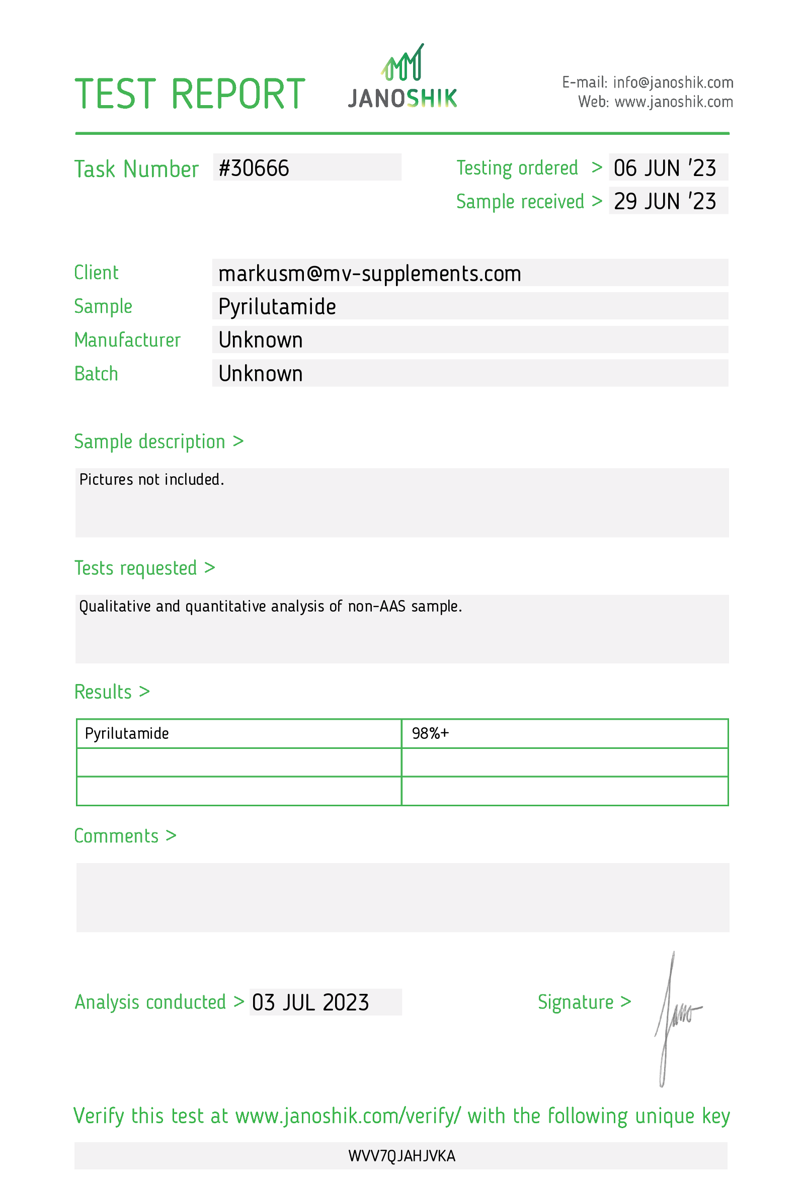 Pyrilutamide European lab test results